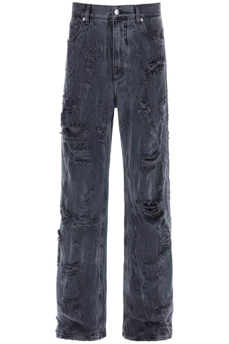 Shop Dolce & Gabbana Destroyed-effect Jeans In Grigio