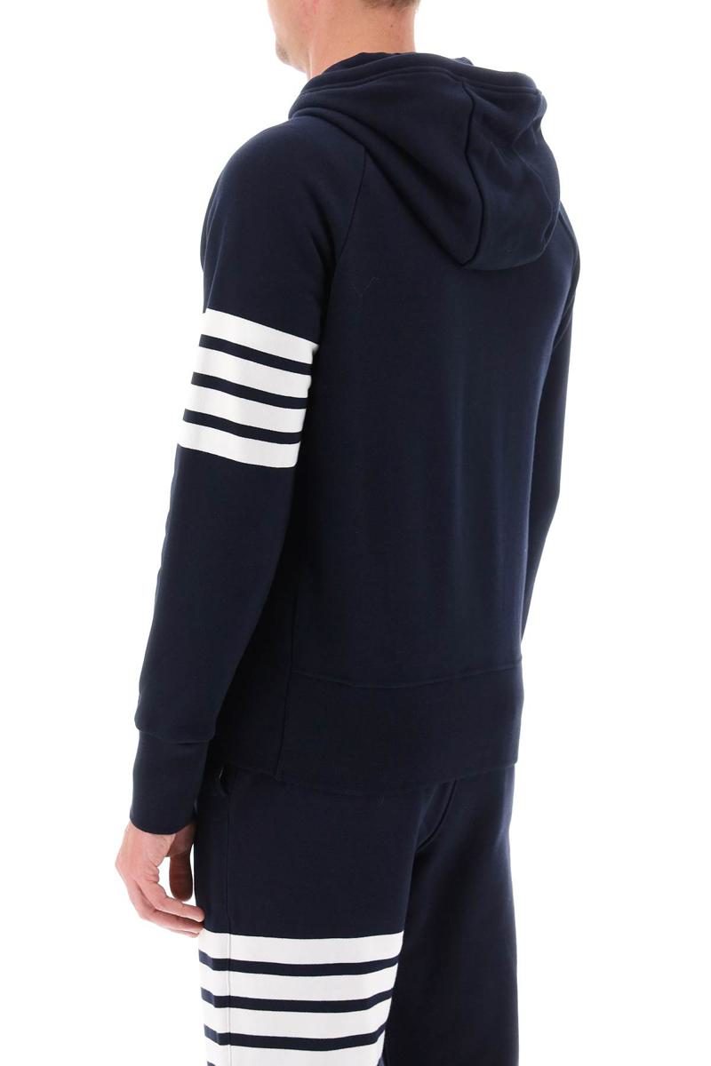 Shop Thom Browne 4-bar Zip-up Hoodie In Blu