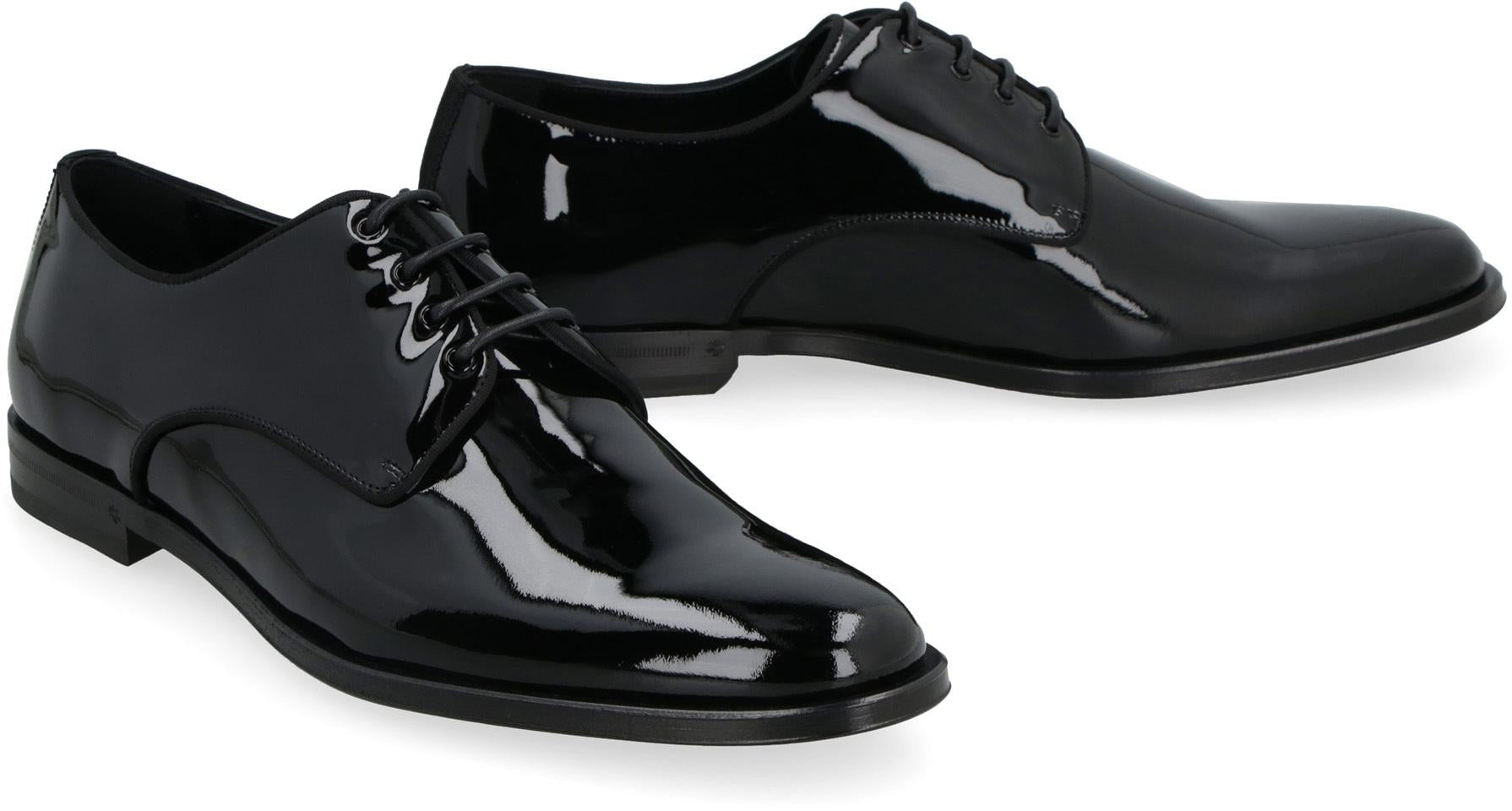 Shop Dolce & Gabbana Patent Leather Lace-up Derby Shoes In Black