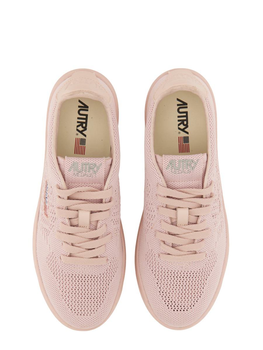 Shop Autry Medalist Easeknit Low Sneakers In Pink