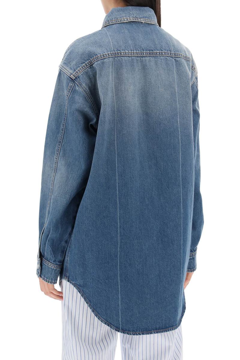 Shop Closed Denim Overshirt Made Of Recycled Cotton Blend In Blu