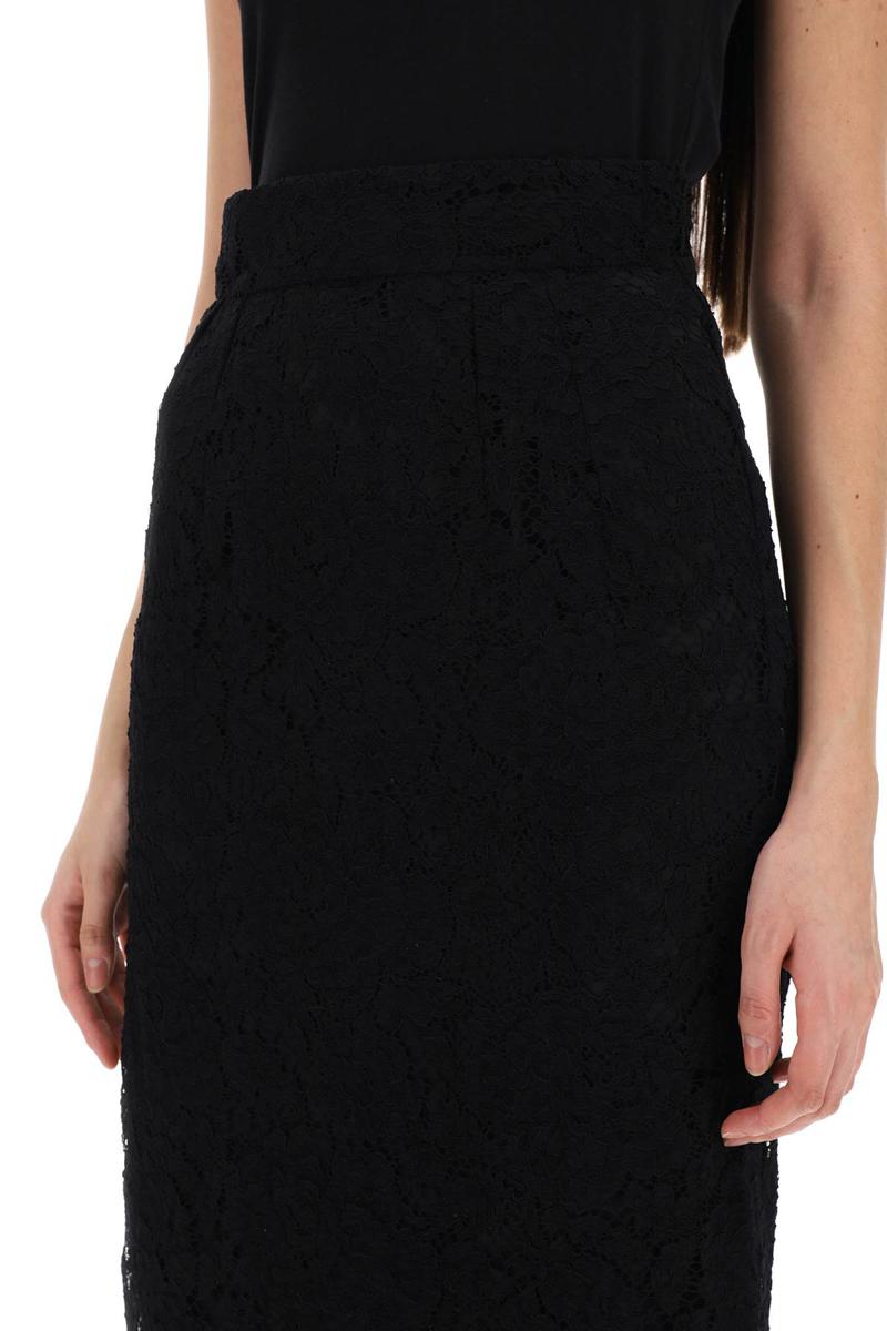 Shop Dolce & Gabbana Lace Pencil Skirt With Tube Silhouette In Nero