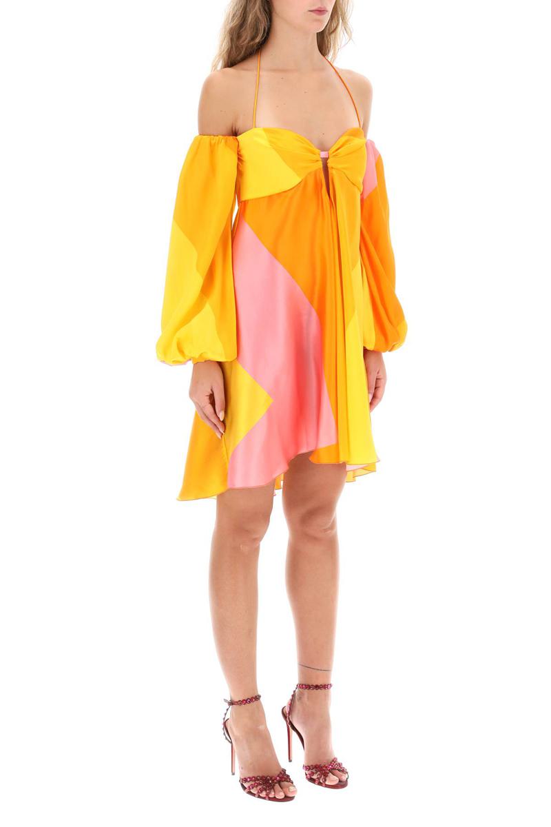 Shop Raquel Diniz Andressa Silk Satin Mini Dress In Arancio