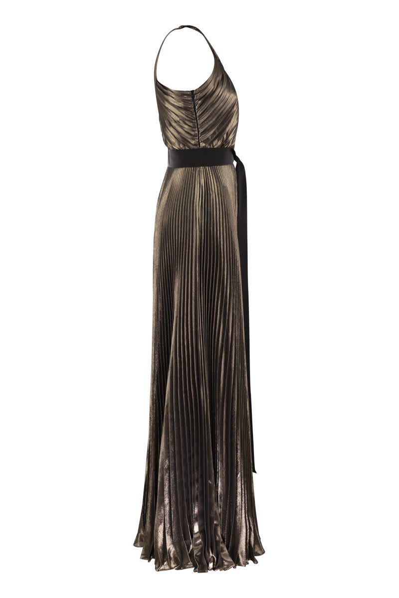 Shop Max Mara Franz - Silk Lamé One-shoulder Dress In Bronze