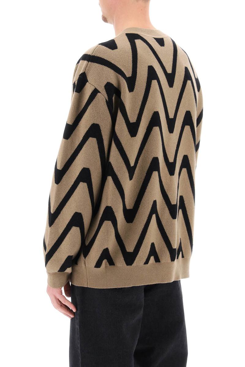 Shop Closed Geometric Jacquad Sweater In Beige