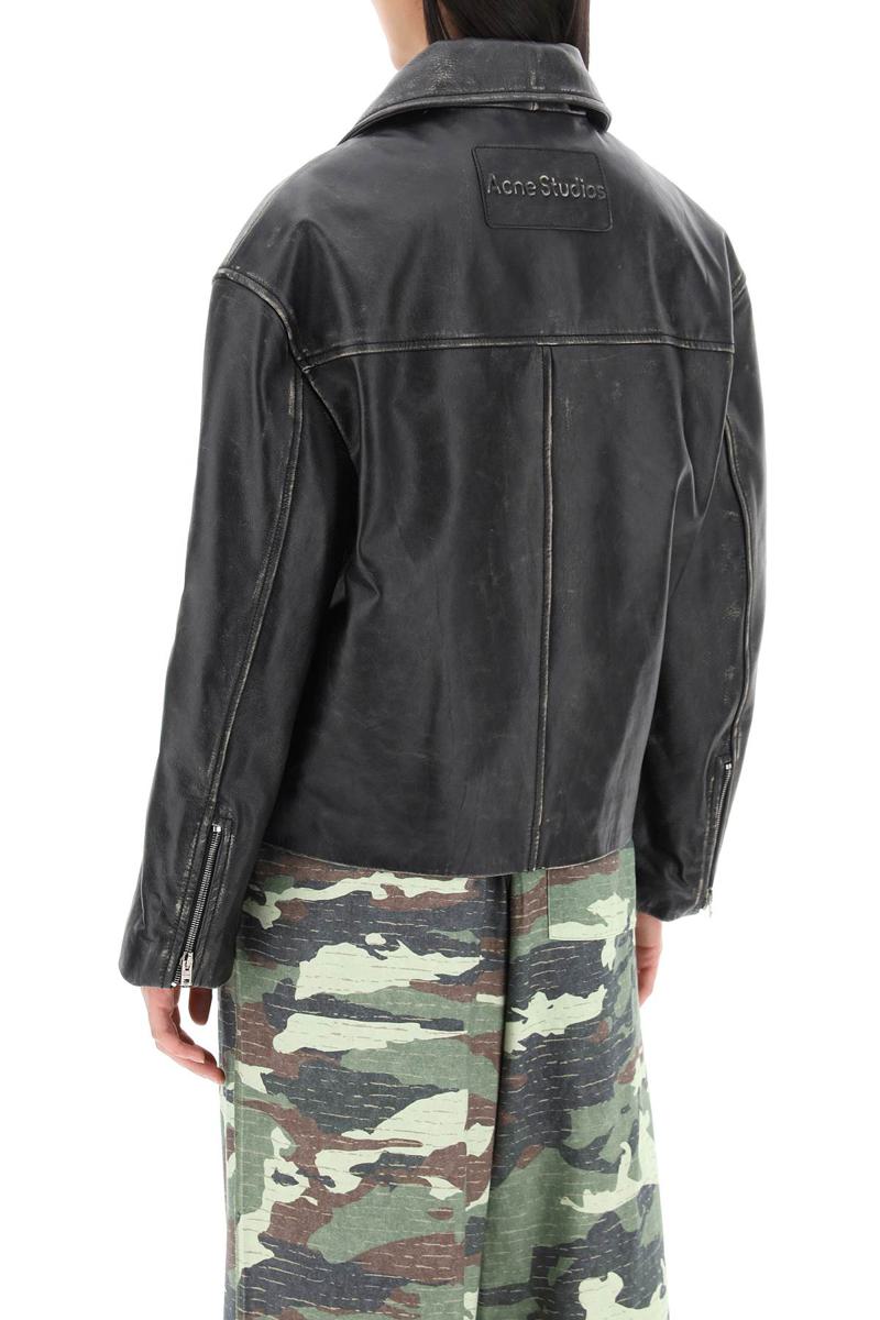 Shop Acne Studios "vintage Leather Jacket With Distressed Effect In Nero