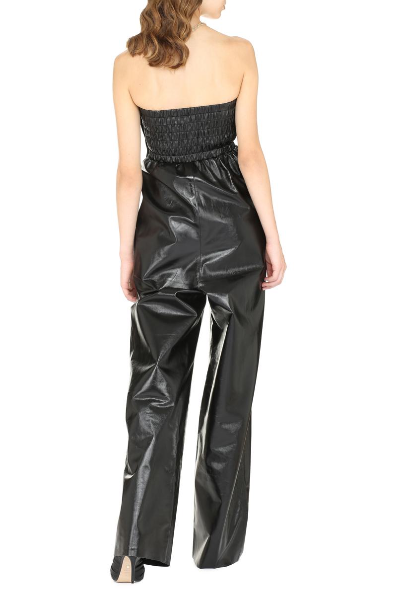 Shop Bottega Veneta Leather Jumpsuit In Black
