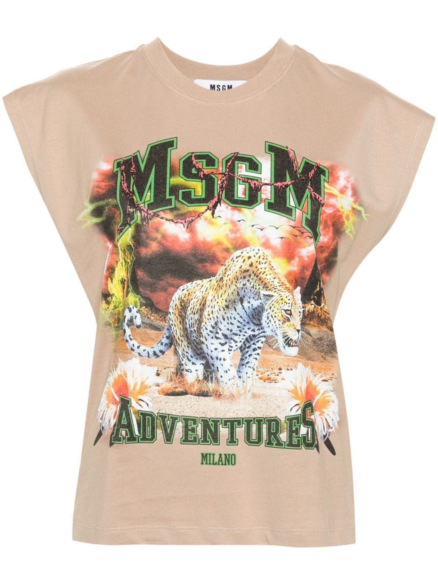 Shop Msgm T-shirts & Tops In Beige