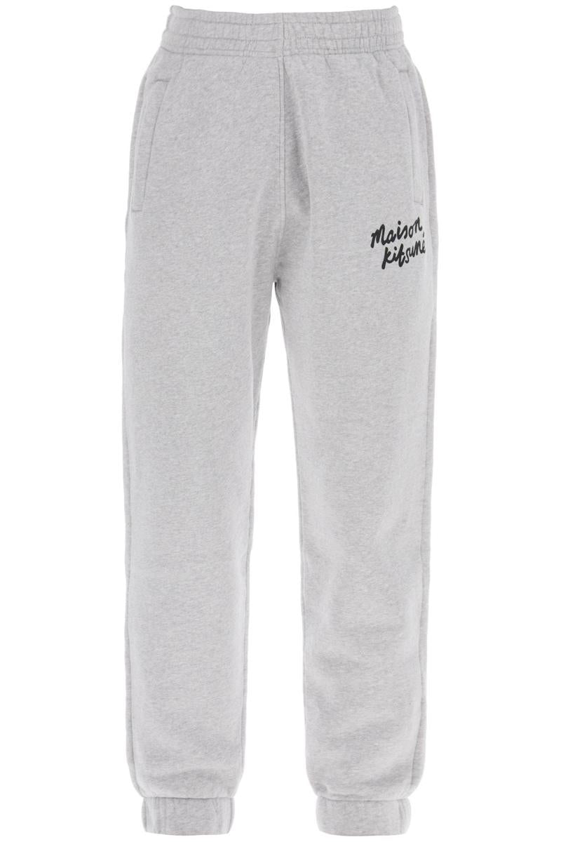 Shop Maison Kitsuné "sporty Pants With Handwriting In Grigio