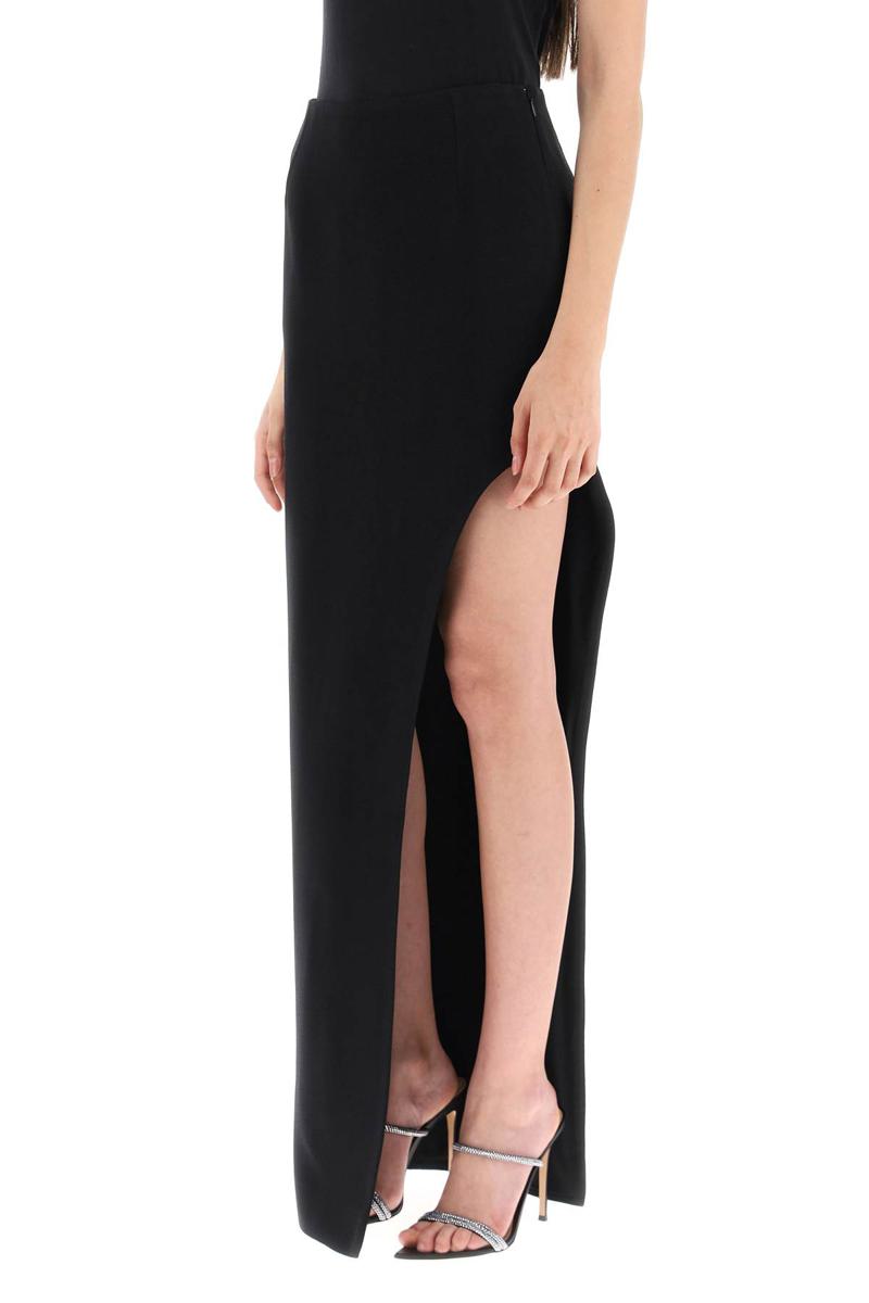 Shop Mvp Wardrobe 'plaza' Skirt With Asymmetrical Hem In Nero