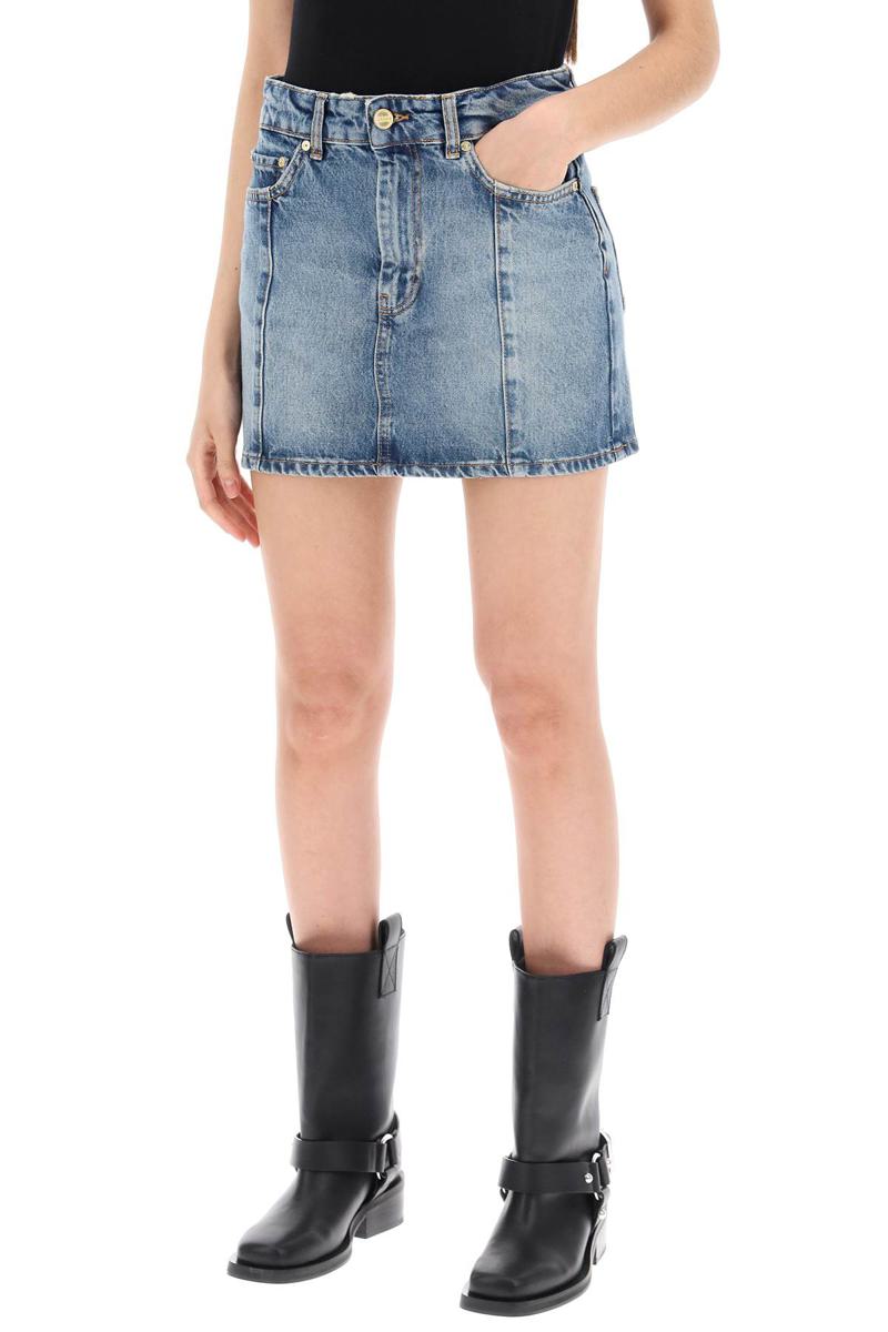 Shop Ganni Denim Mini Skirt In Blu