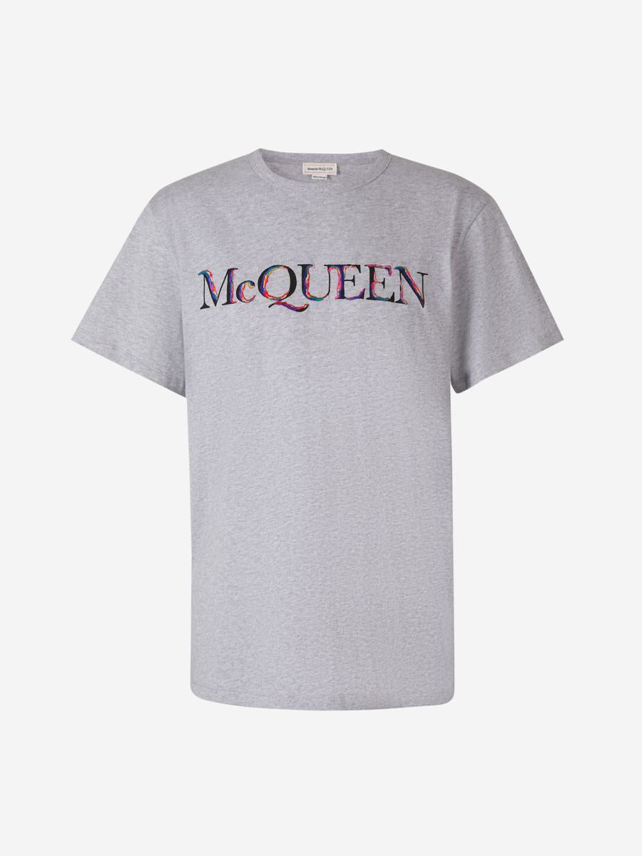 Shop Alexander Mcqueen Printed Logo T-shirt In Light Grey