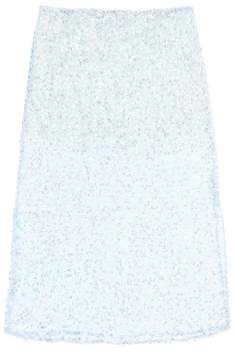 Shop Siedres Helen Sequined Midi Skirt In Celeste