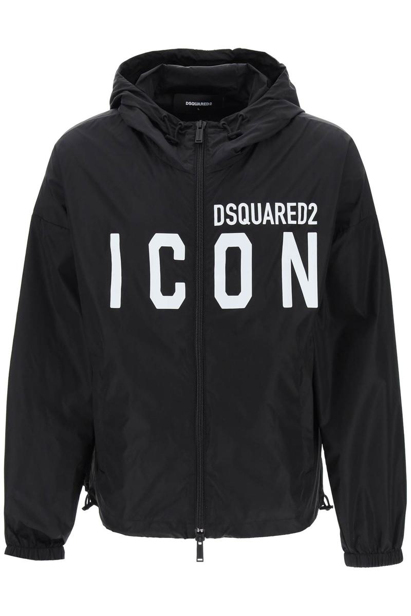 Shop Dsquared2 Be Icon Windbreaker Jacket In Nero