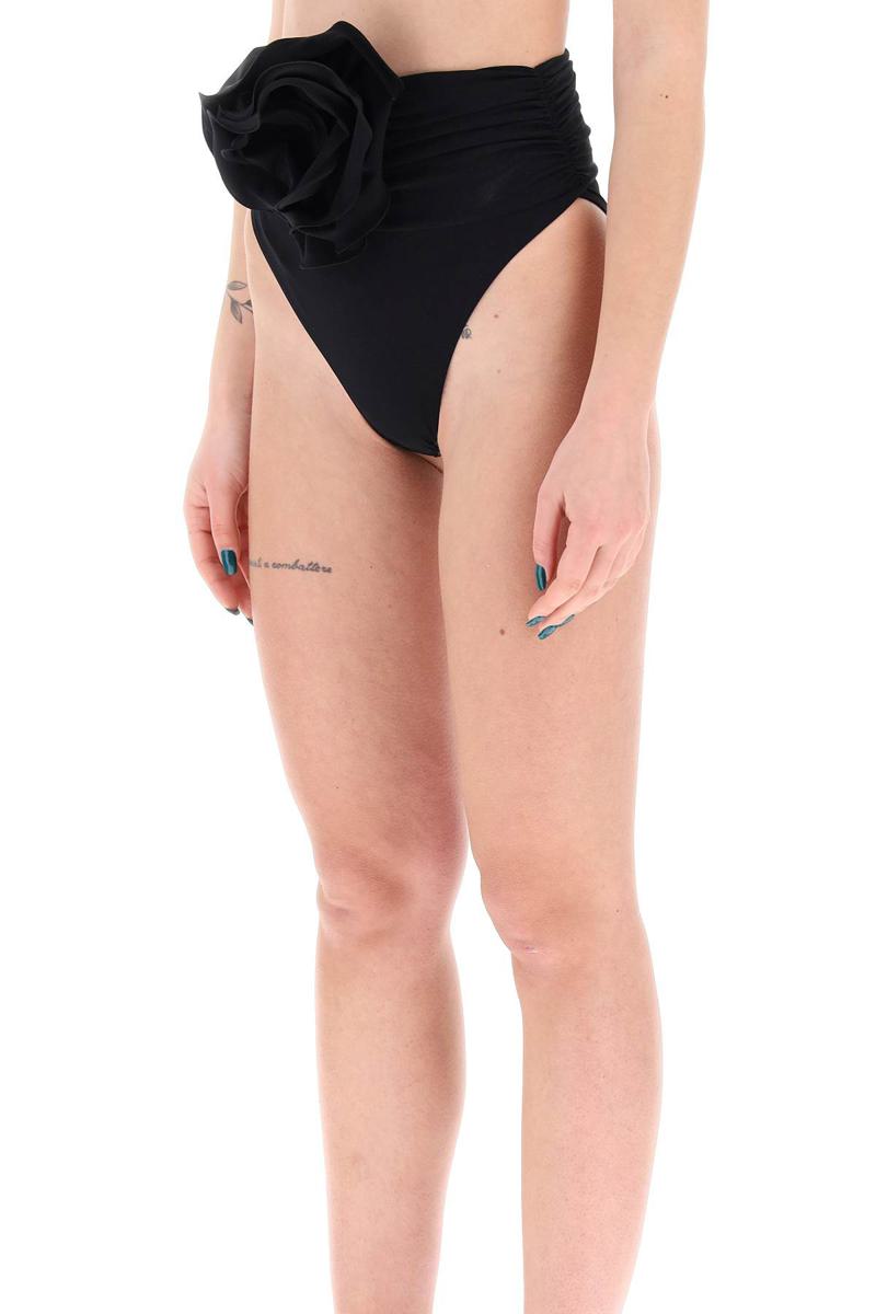 Shop Magda Butrym High-waisted Bikini Briefs With Flower Clip In Nero