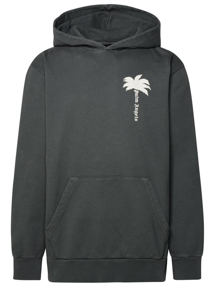 Palm Angels Gray Cotton Sweatshirt In Black