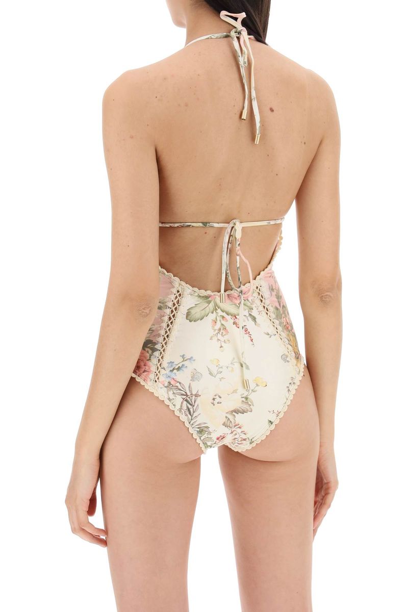 Shop Zimmermann Floral Print One-piece Swimsuit In Multicolour