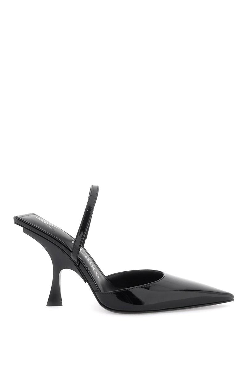 Shop Attico Faux Leather Slingback Pumps In Nero