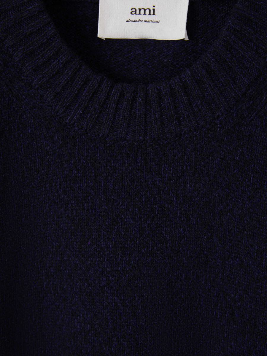 Shop Ami Alexandre Mattiussi Ami Paris Cashmere Knit Sweater In Midnight Blue