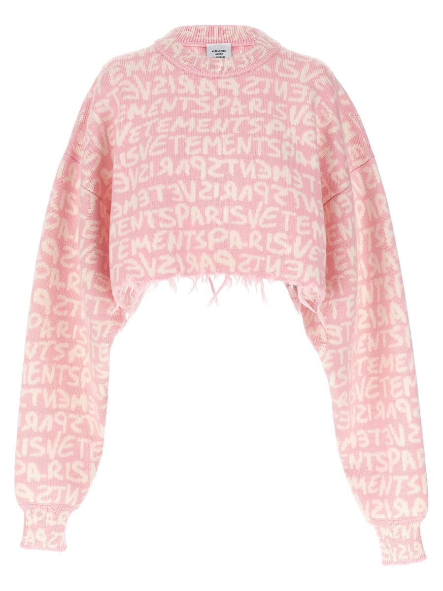 Shop Vetements 'graffiti Monogram' Sweater In Pink