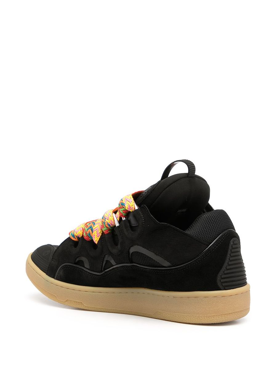 Shop Lanvin Curb Leather Sneakers In Black