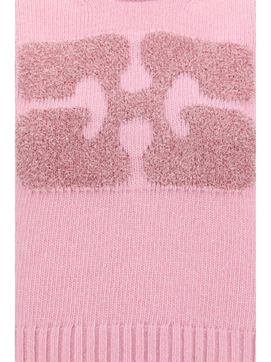 Shop Ganni Pink Wool Knitwear