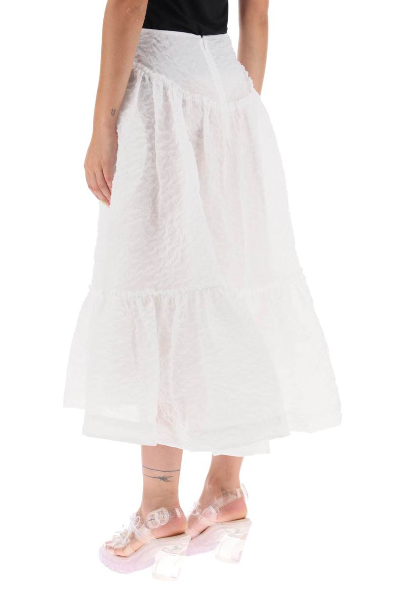 Shop Simone Rocha Cloqué Yoke Skirt In Bianco
