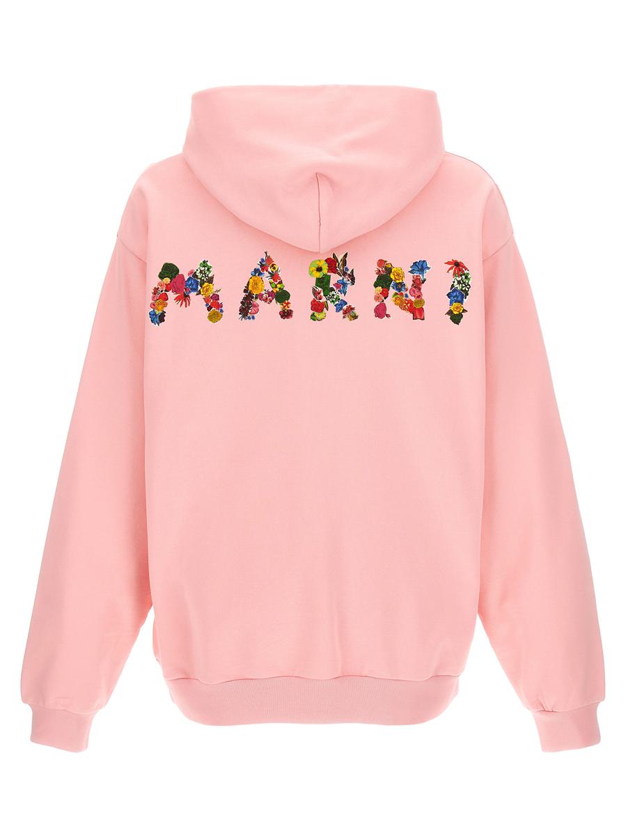 Shop Marni 'collage Bouquet' Hoodie In Pink