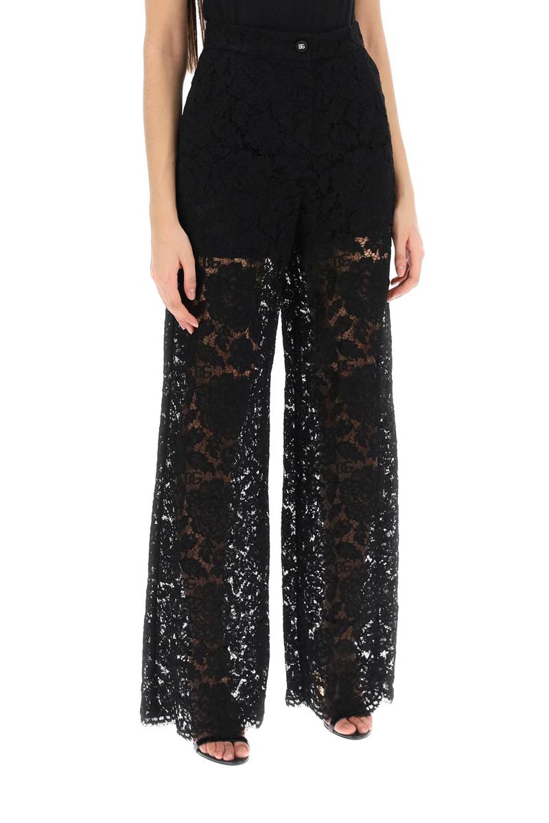 Shop Dolce & Gabbana Lace Pants In Nero