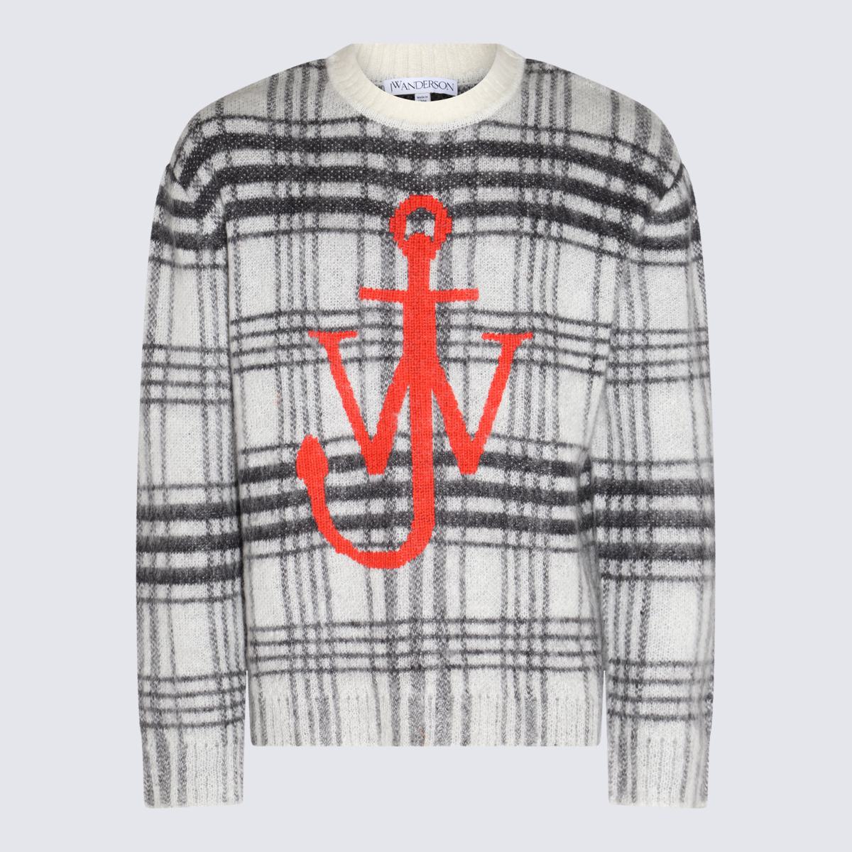 Shop Jw Anderson J.w. Anderson White, Black And Orange Wool Blend Jumper