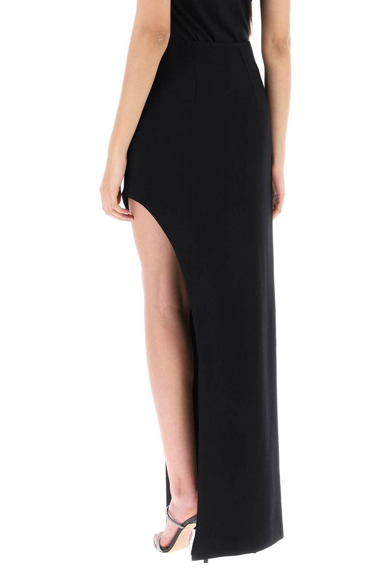Shop Mvp Wardrobe 'plaza' Skirt With Asymmetrical Hem In Nero