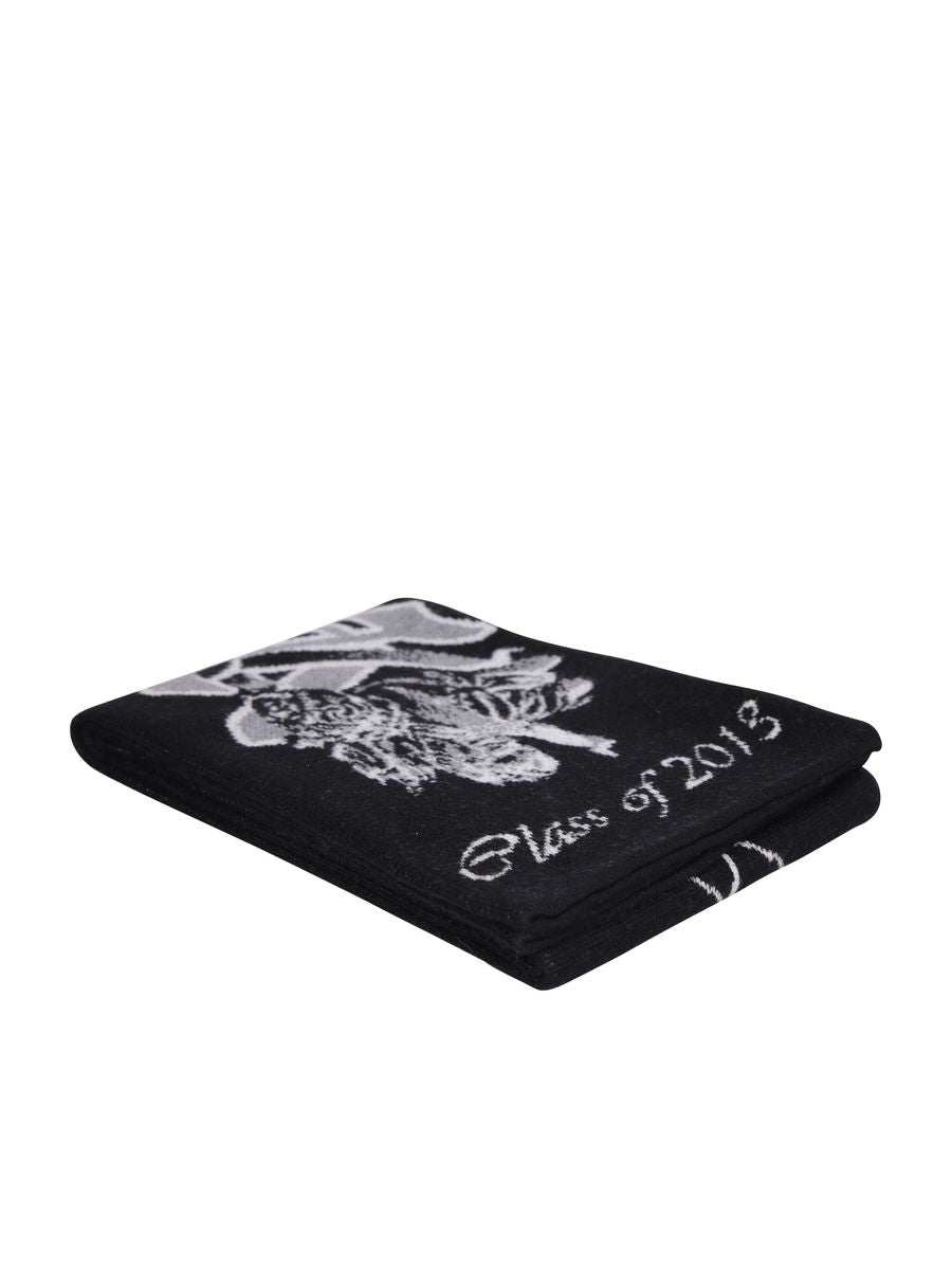 Shop Off-white Black And White Virgin Wool Va Knitted Scarf
