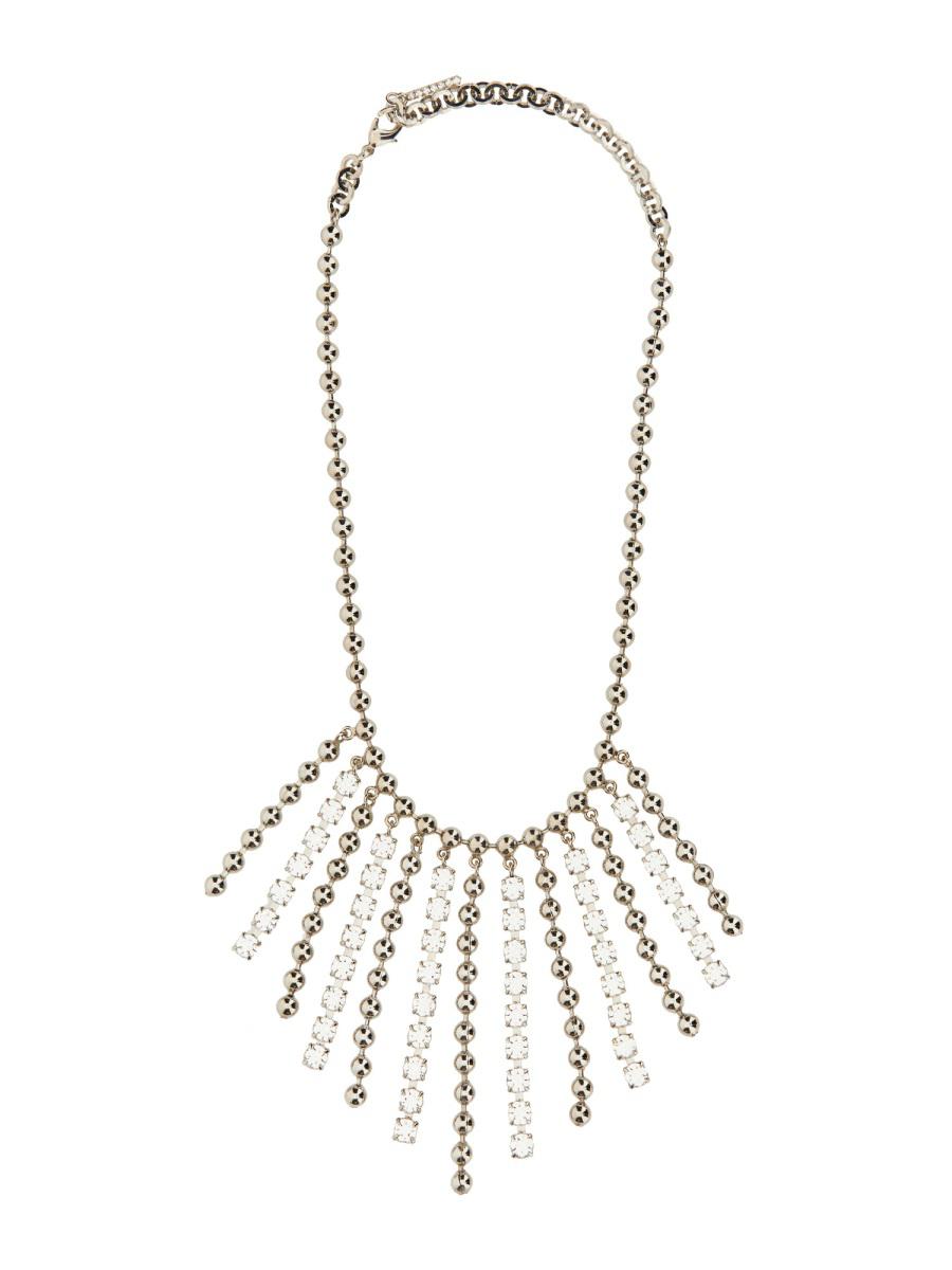 Alessandra Rich Crystal And Chain Necklace With Bangs In Metallic