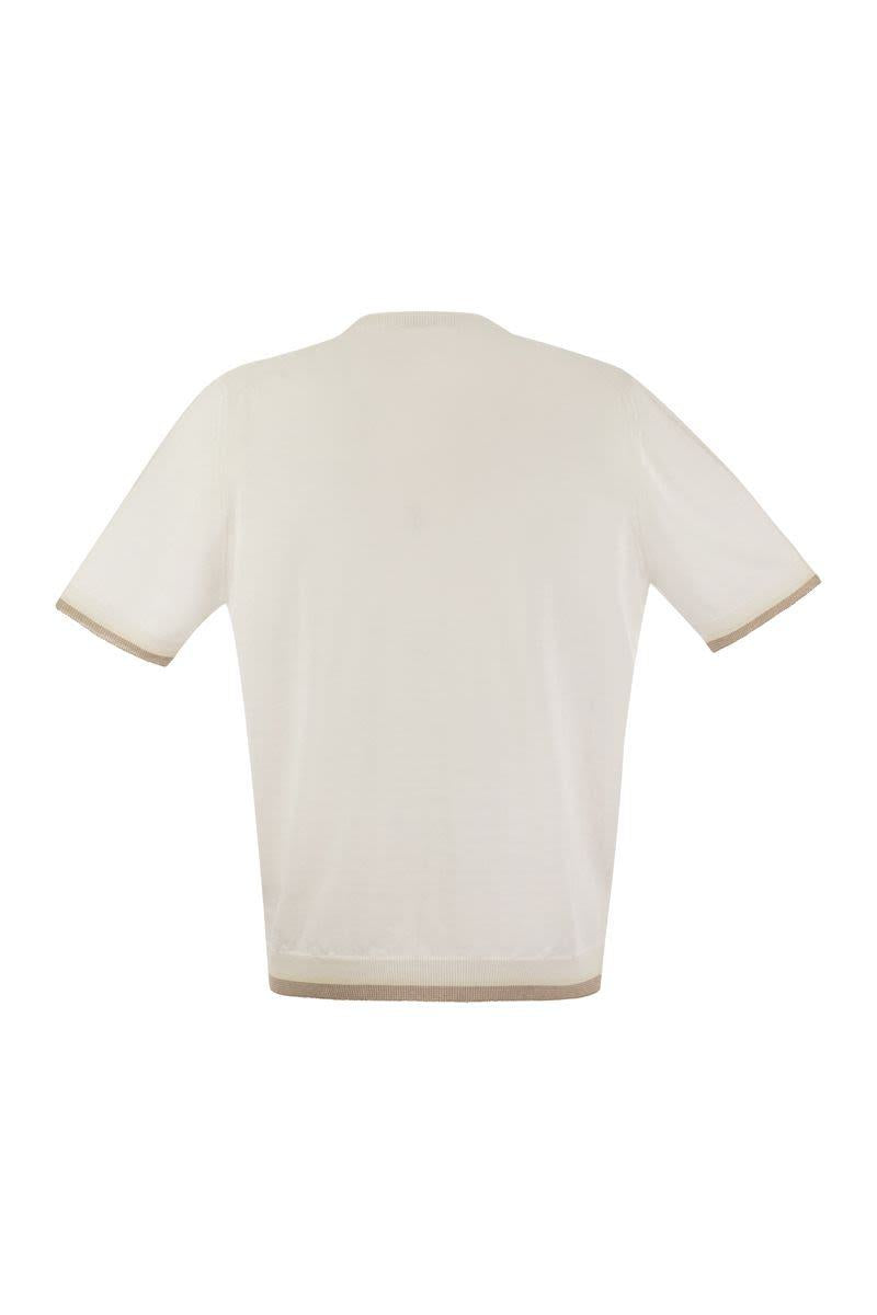 Shop Peserico T-shirt In Linen And Cotton Yarn In White/beige