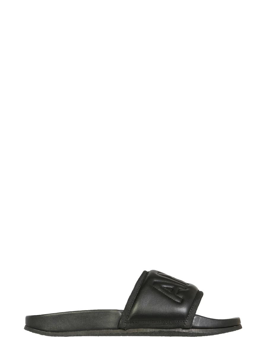 Shop Ambush Leather Slide Sandals In Black