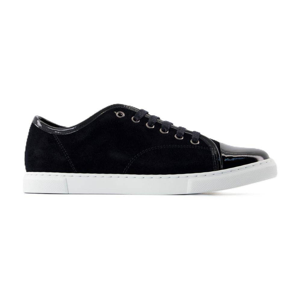 Lanvin Calf Suede Sneakers Metal Eyelet In Black