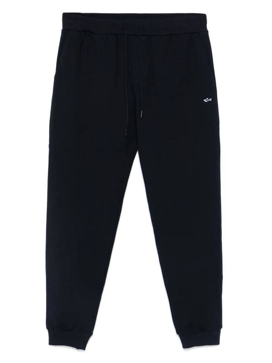 Paul & Shark Trousers Elastic Waistband Ribbed Cuffs In Blue