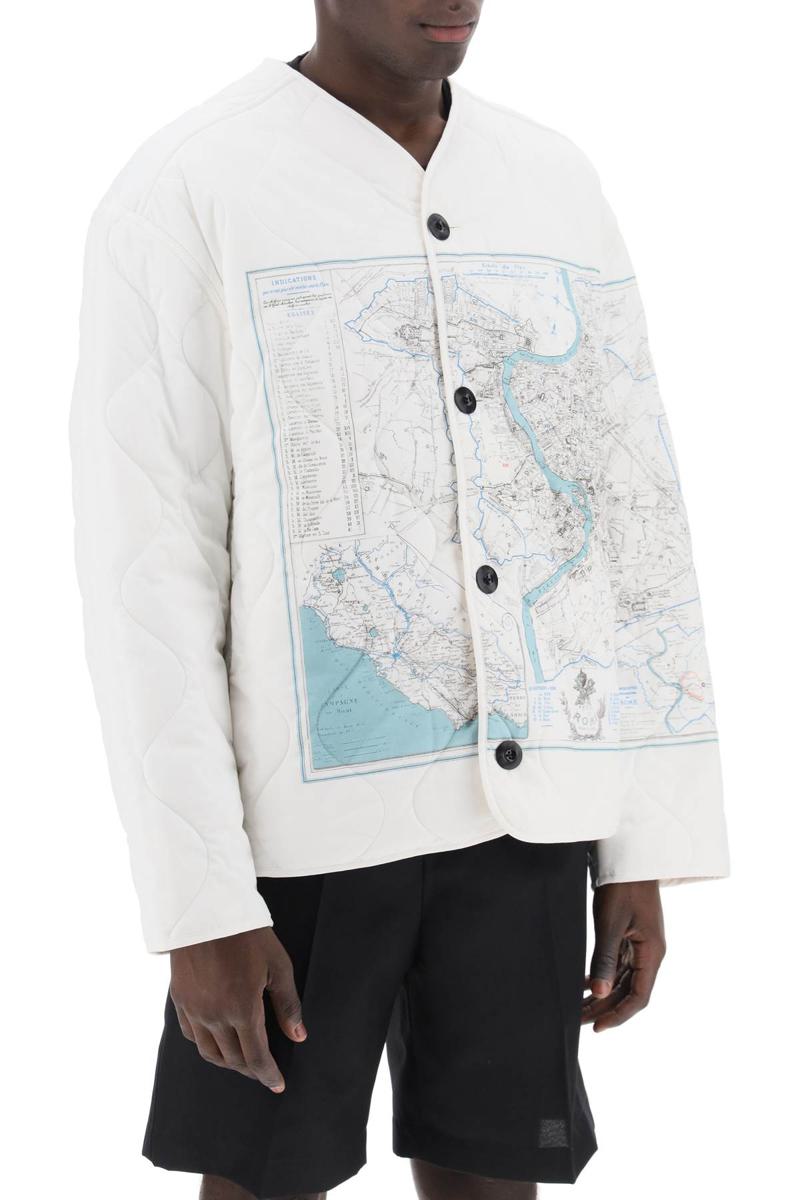 Shop Oamc Combat Liner Printed Quilted Jacket In Bianco