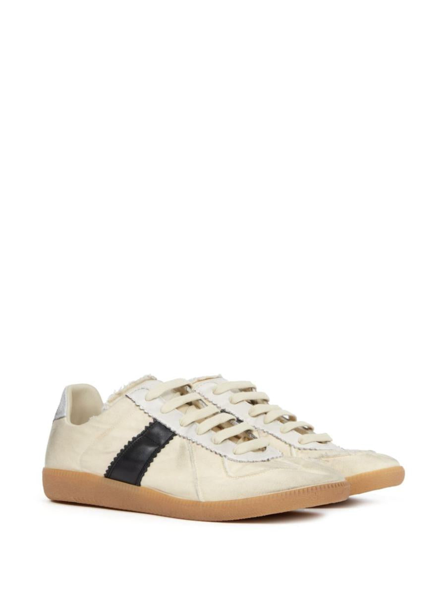 Maison Margiela Replica Leather And Suede-trimmed Twill Sneakers In Black