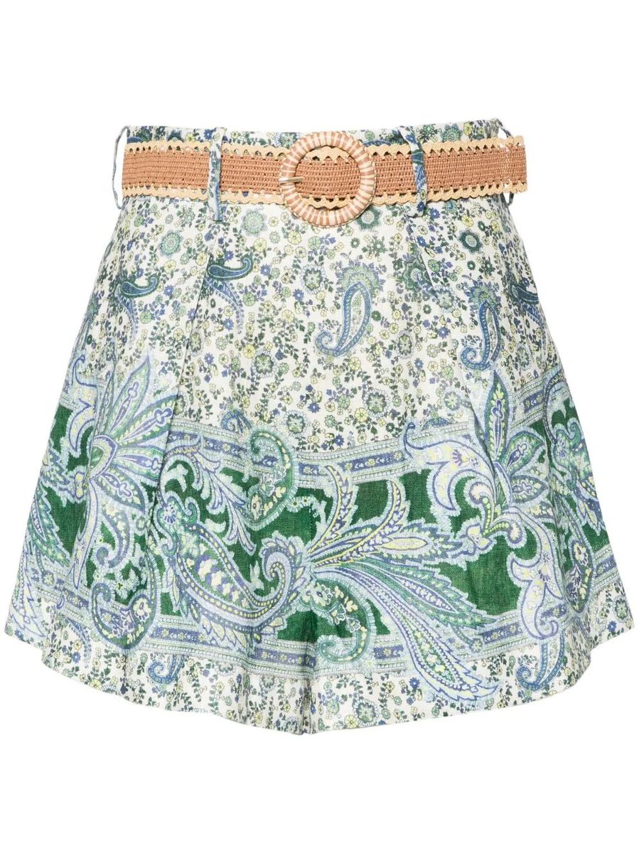 Shop Zimmermann Shorts Ottie Tuck Clothing In Green