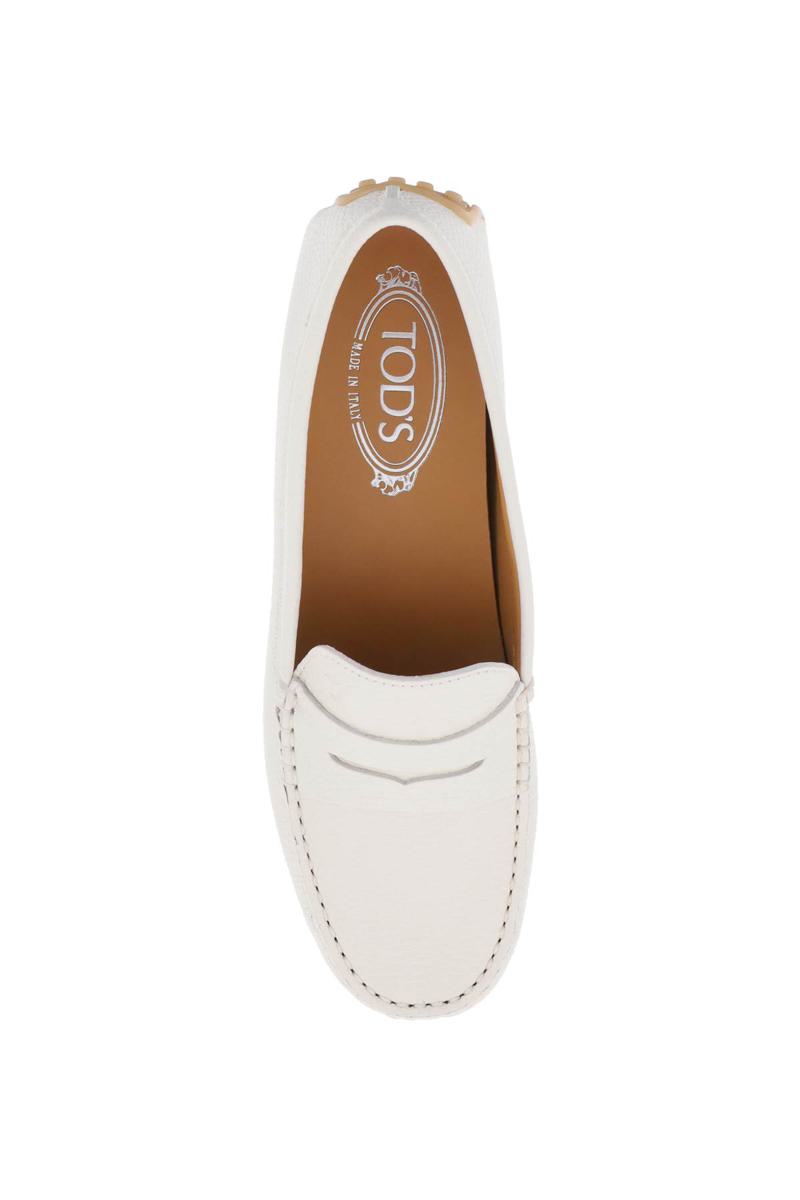 Shop Tod's City Gommino Leather Loafers In Bianco