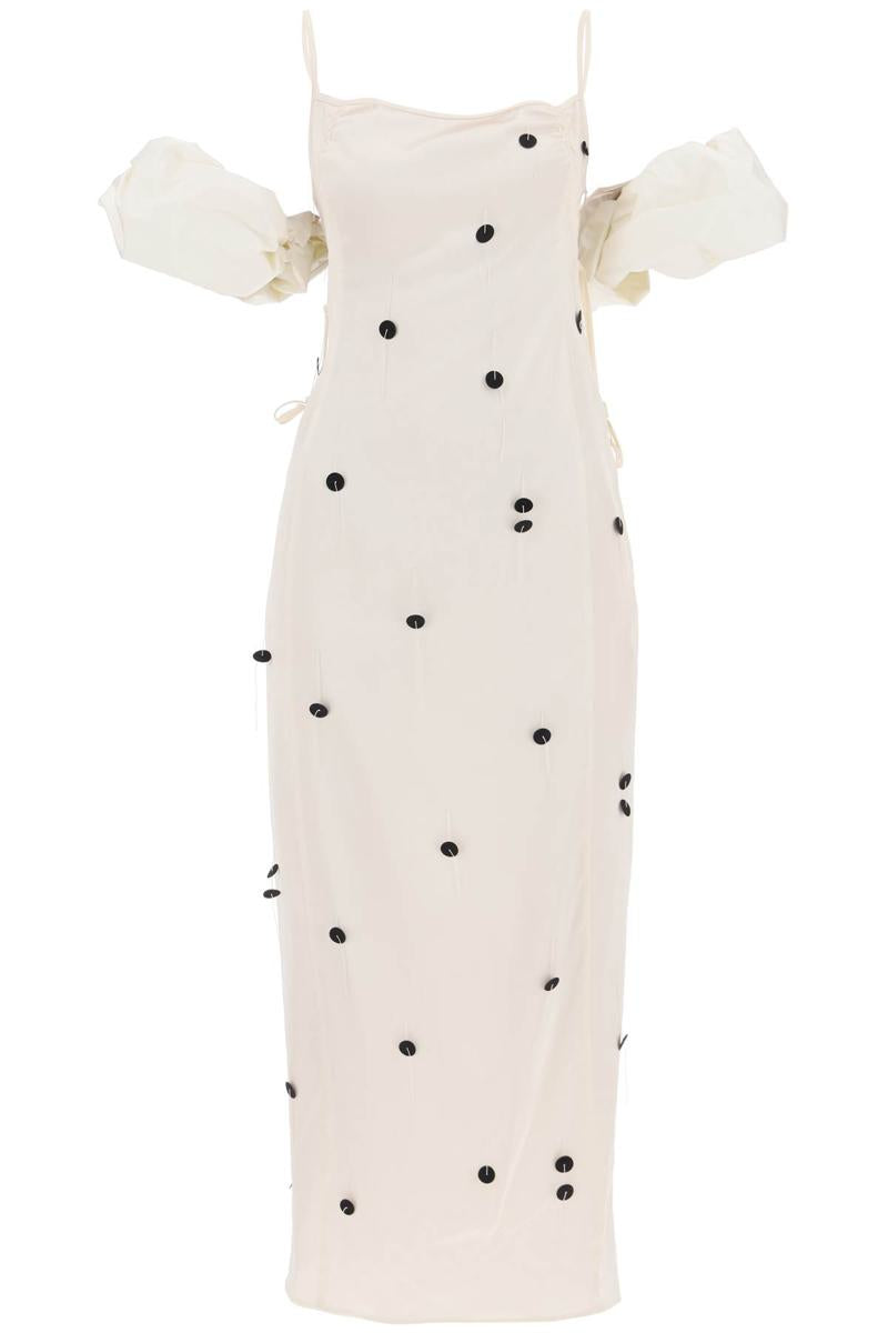 Shop Jacquemus La Robe Chouchou Slip Dress With Detachable Sleeves In Bianco