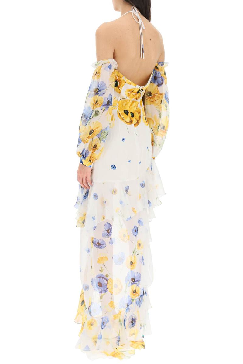 Shop Raquel Diniz 'luna' Asymmetric Silk Dress In Bianco