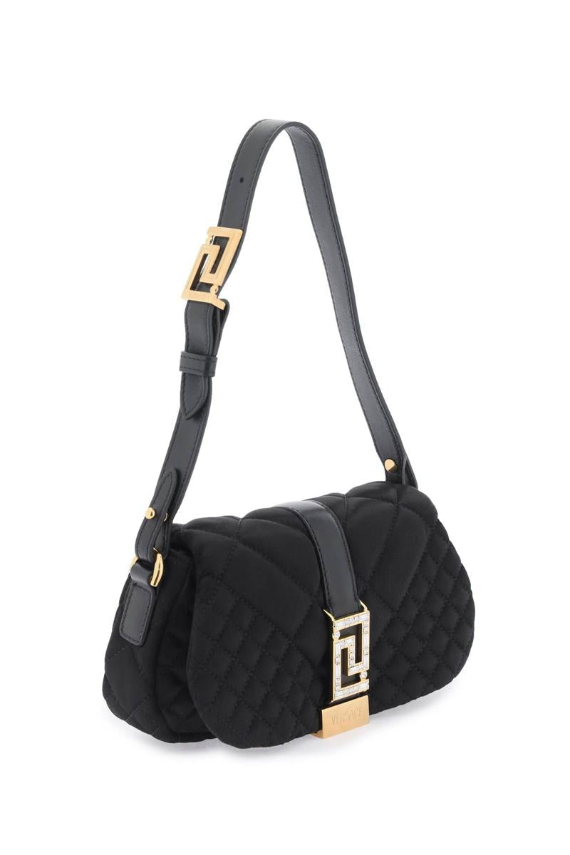 Shop Versace Greca Goddess Satin Mini Bag In Nero