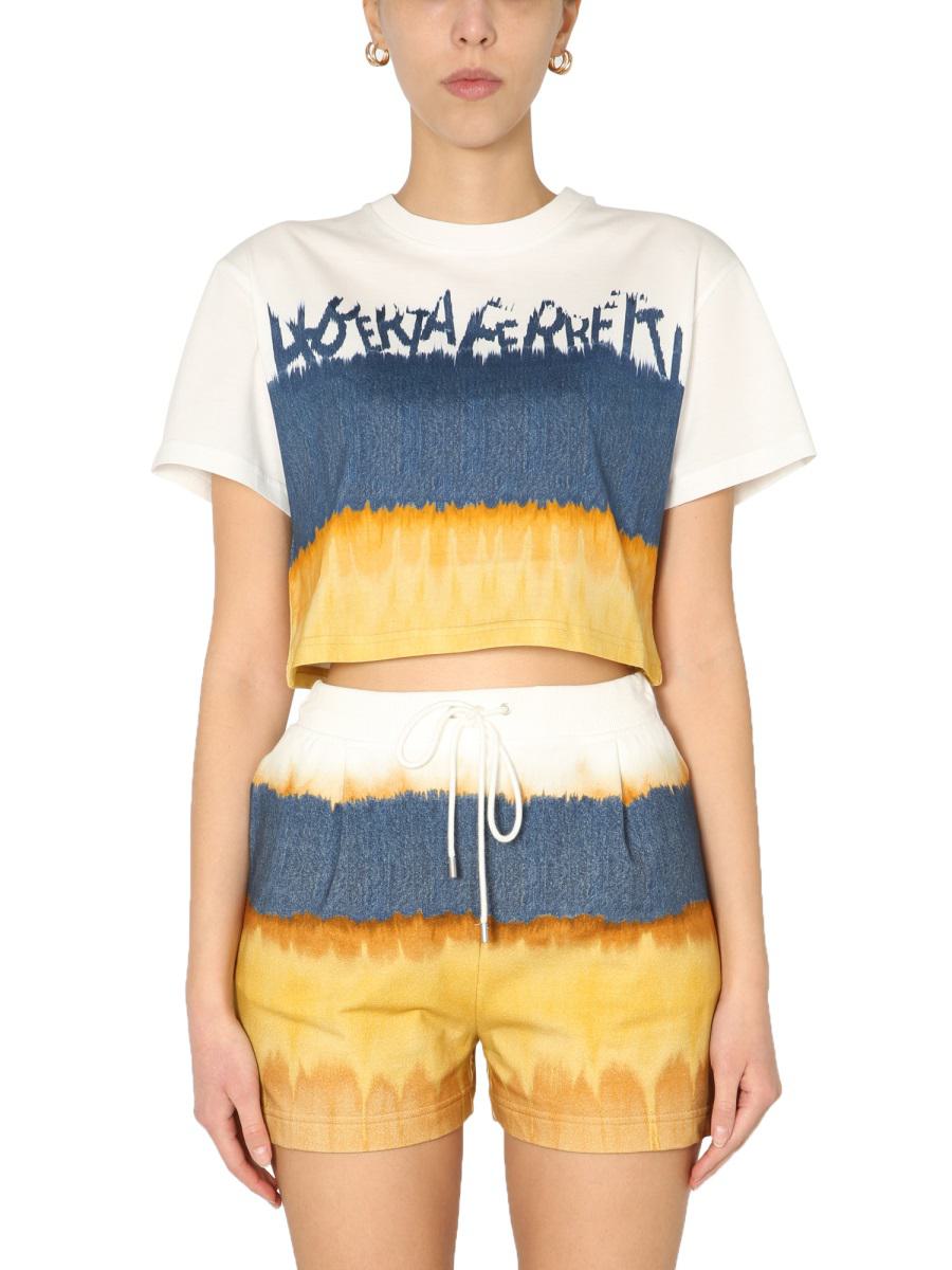 Alberta Ferretti Cropped Printed T-shirt In Multi