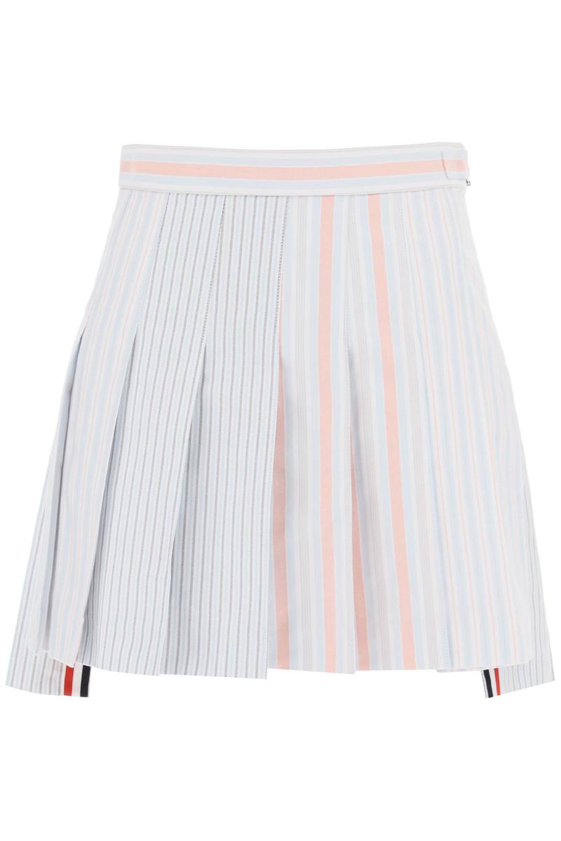 Shop Thom Browne Funmix Striped Oxford Mini Skirt In Multicolor