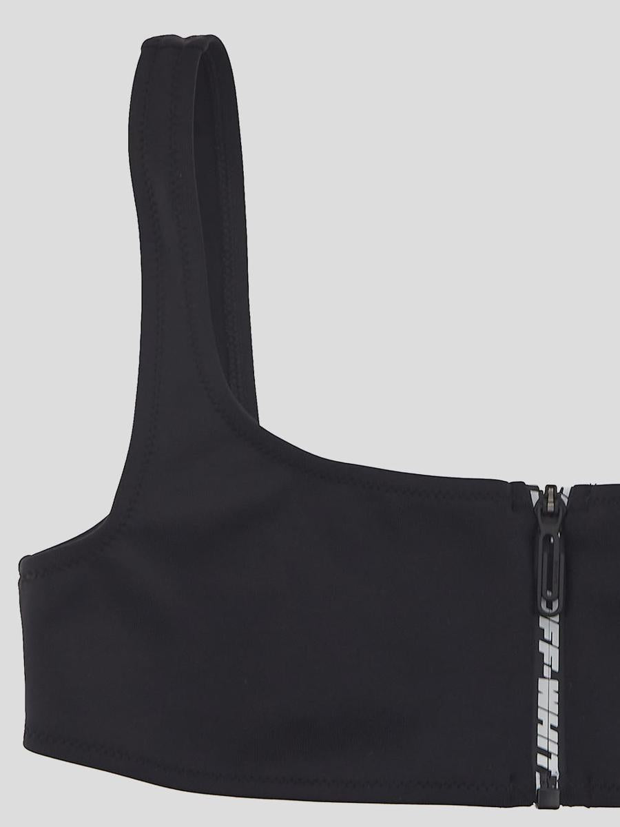 Off-white Two-pieces Swimsuit With Zip In Black