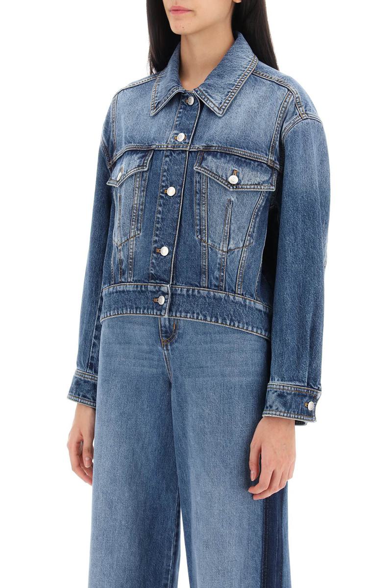 Shop Alexander Mcqueen Denim Cocoon Jacket In Blu