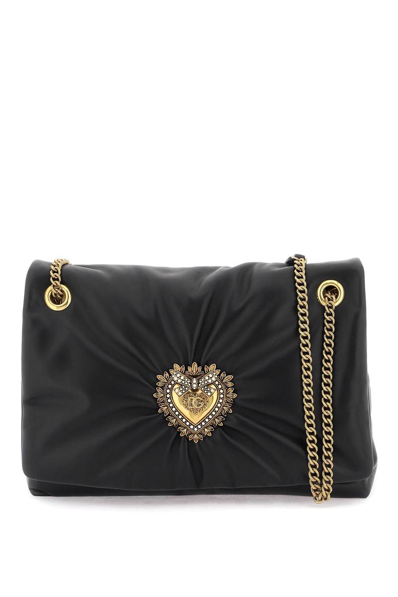 Shop Dolce & Gabbana Devotion Large Shoulder Bag In Nappa Leather In Nero
