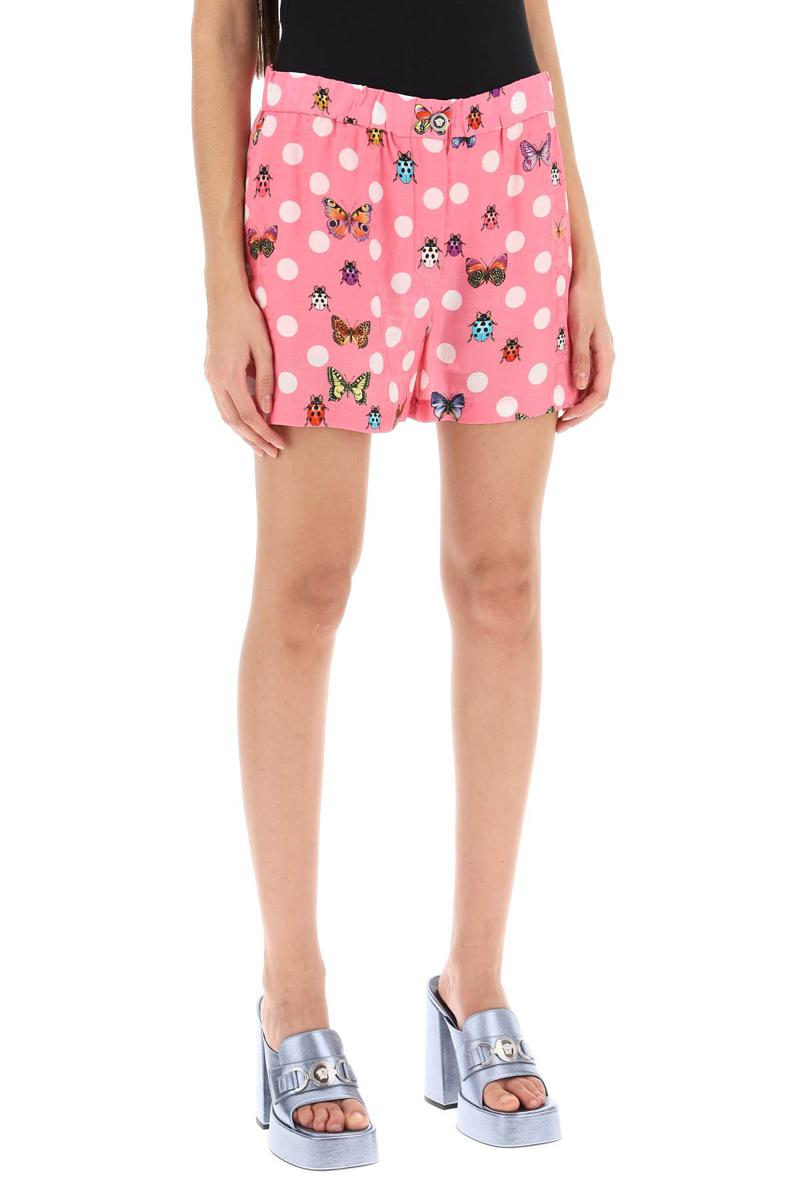 Shop Versace Butterflies&ladybugs Polka Dot Shorts In Rosa